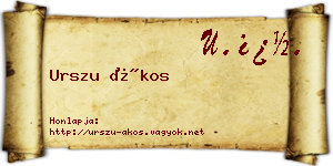 Urszu Ákos névjegykártya
